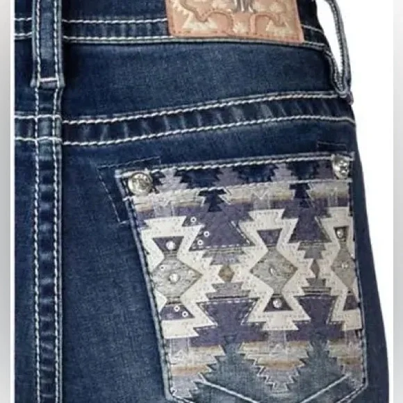 NWT MISS ME AZTEC MID-RISE BOOT CUT JEAN M9176B - Picture 2 of 8